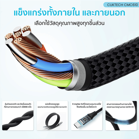สายชาร์จเร็ว CUKTECH รุ่น CMC610 USB-C to USB-C 6A 240W สีดำ (รองรับชาร์จเร็ว PD3.1)_8